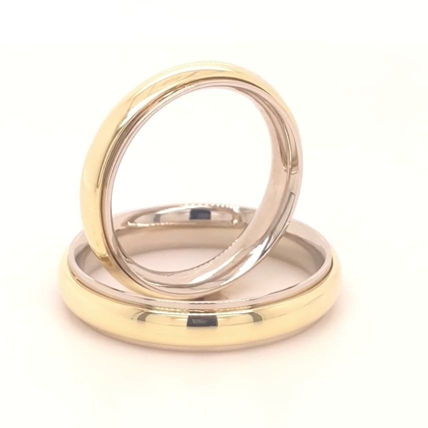 Balto ir geltono aukso vestuviniai žiedai